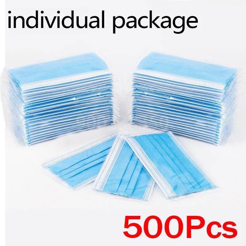 Disposable Mask Blue - 50-500 peças de máscaras descartáveis ​​para