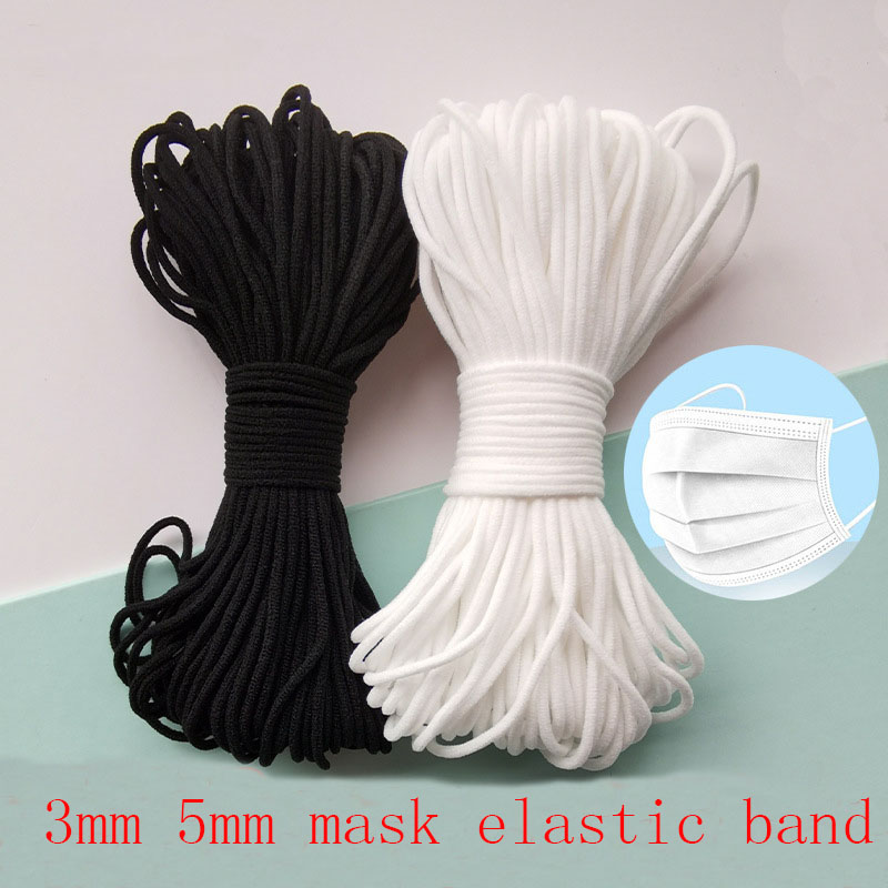 Mask Lanyard Adjustable - Máscara corda elástica 3mm redonda branca