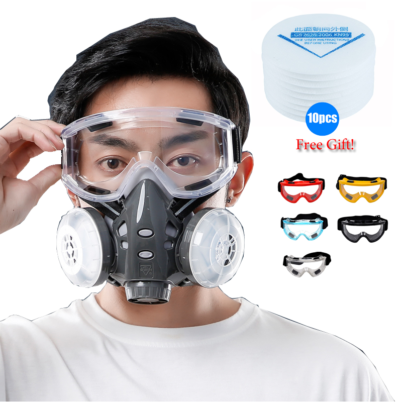 Kn95 Respirator Mask - Meia face máscara de poeira óculos