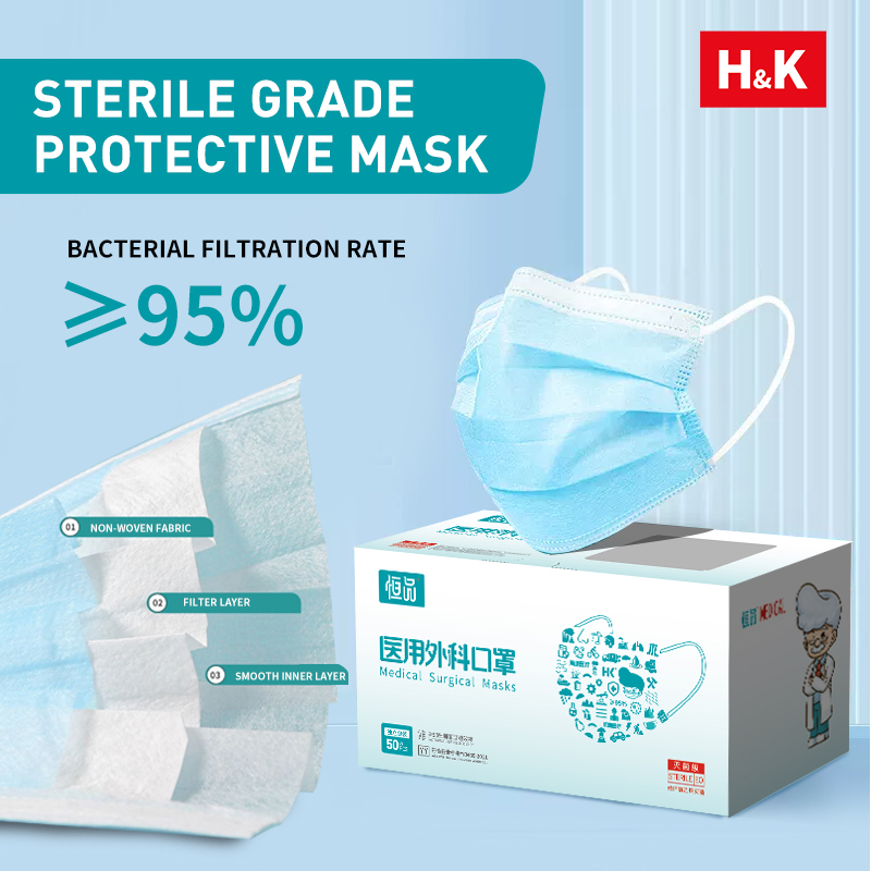 Disposable Mask Blue - 50/100 PCS Caixa Máscaras faciais azuis