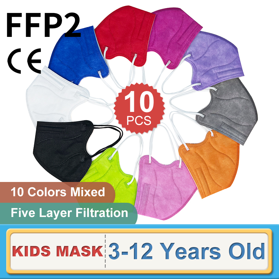 Kn95 Respirator Mask - 10 pçs crianças ffp2 máscara facial