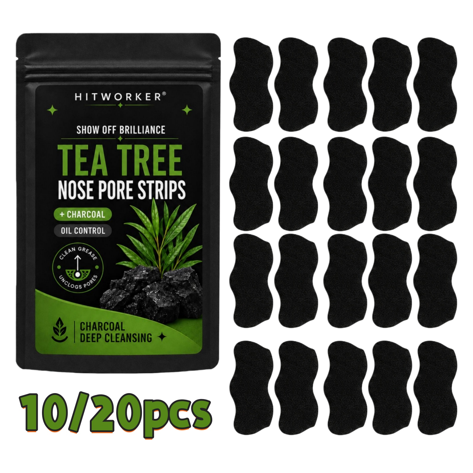 Black Face Mask Pack - 10/20 Peças de Tiras Removedoras de