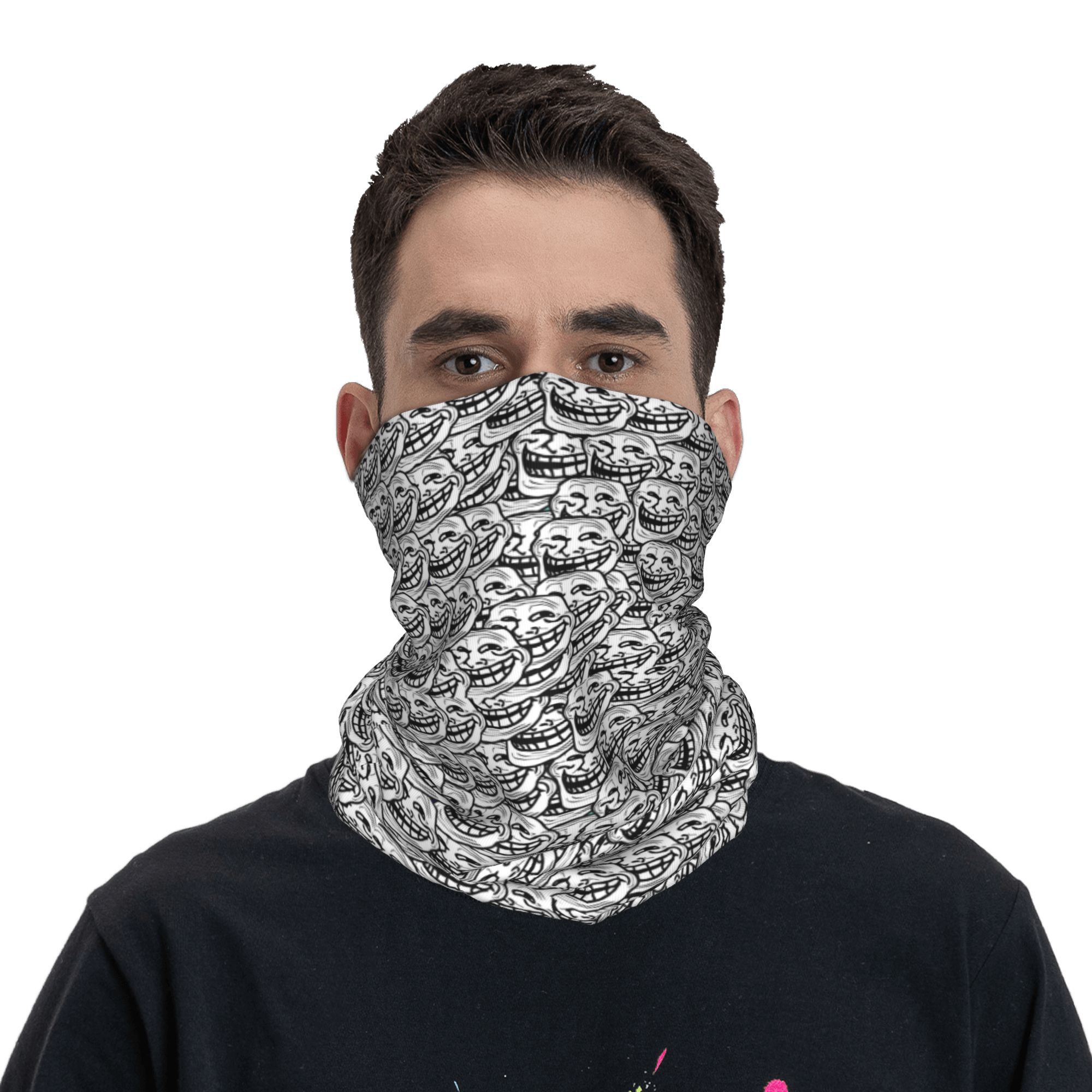 Engraçado anime troll rosto qu - Neck Gaiter Face Cover avaliação e preço