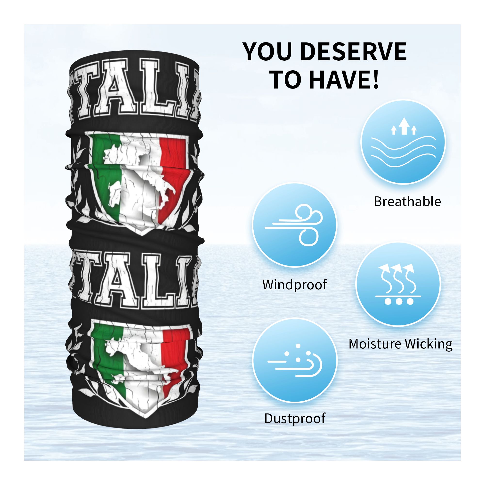 Personalizado bandeira da itál - Neck Gaiter Face Cover avaliação e preço