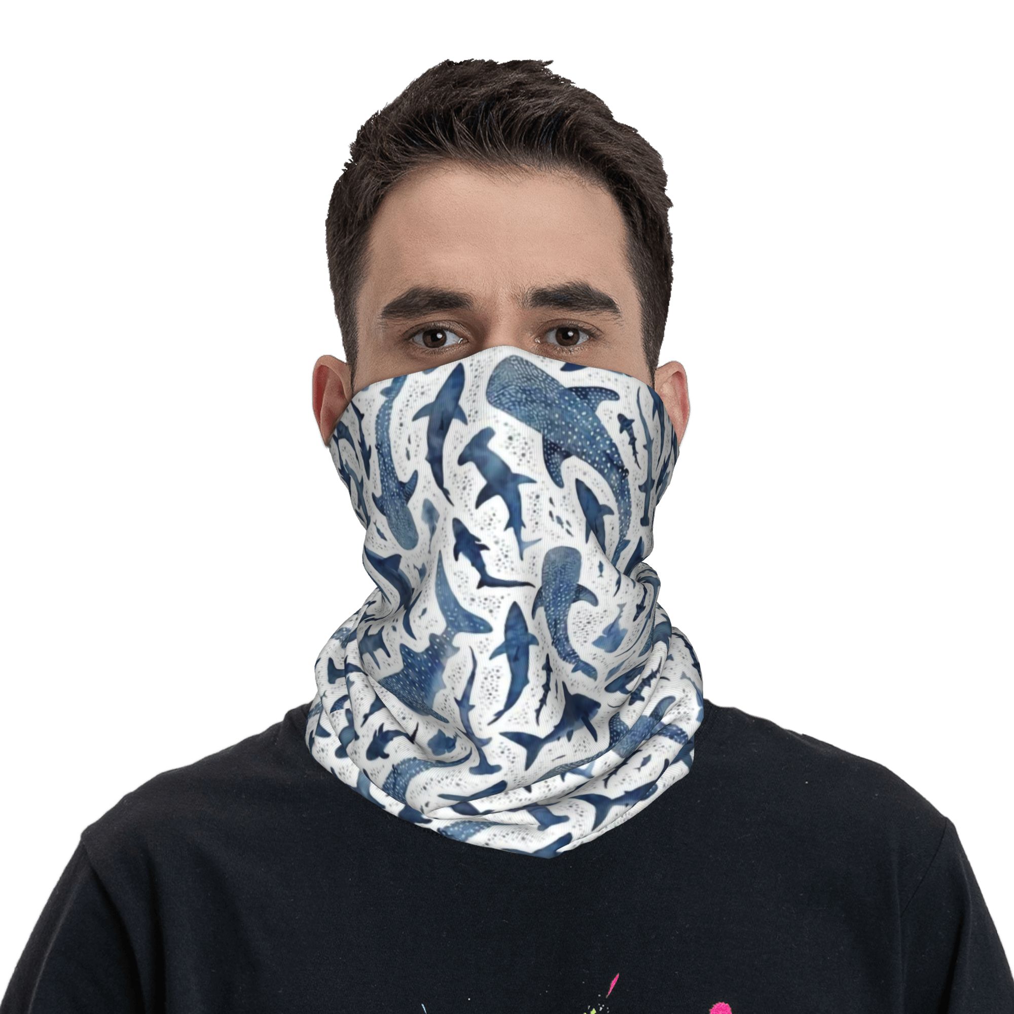 Personalizado azul aquarela tu - Neck Gaiter Face Cover avaliação e preço