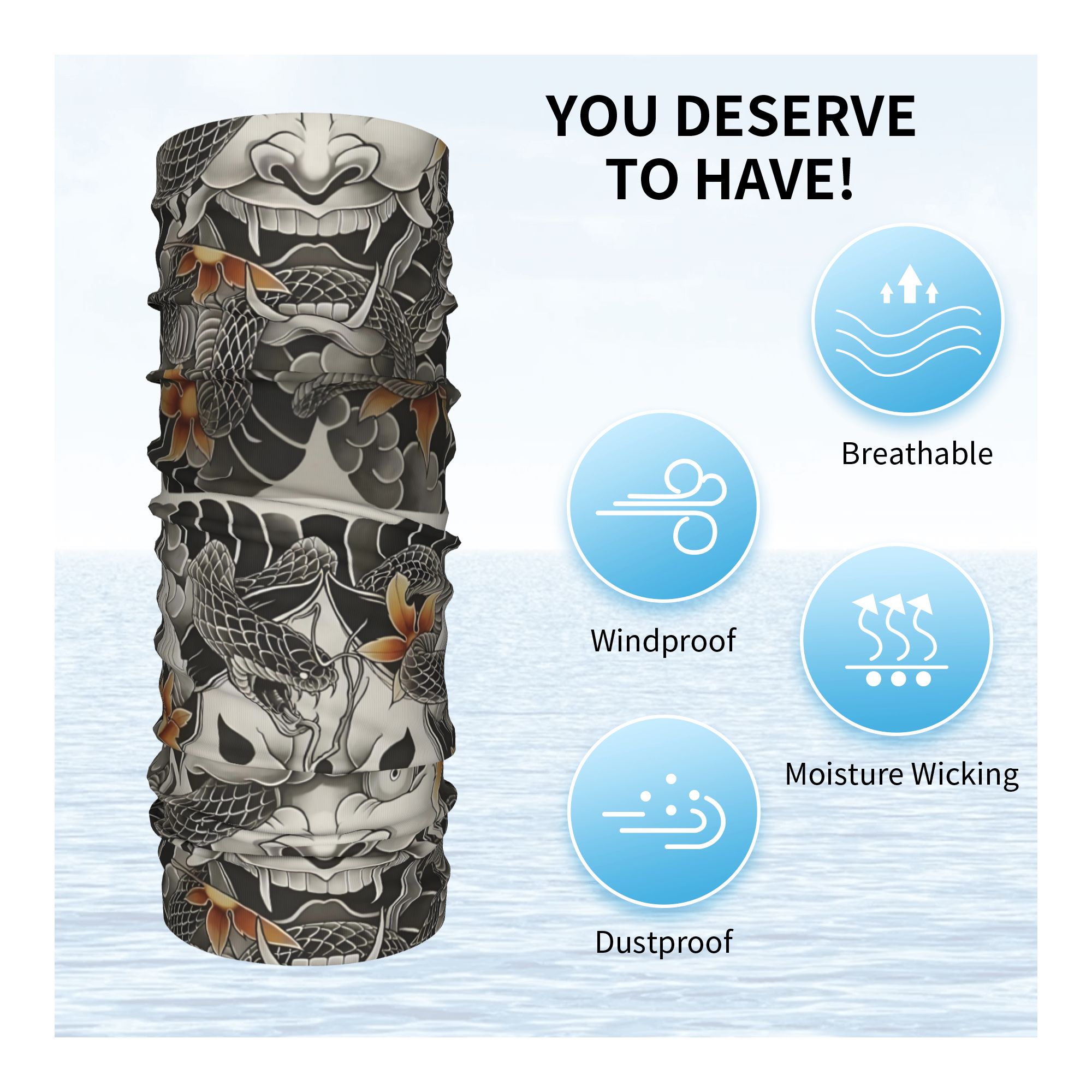 Personalizado samurai oni demô - Neck Gaiter Face Cover avaliação e preço